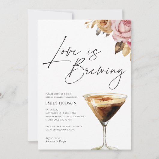 Liebe braut elegante Brautdusche Einladung (Vorderseite)