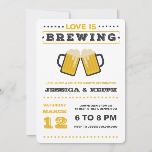 Liebe braut erwachsenes Bier-Hochzeitsstich-Brautp Einladung (Vorderseite)