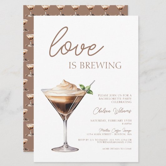 Liebe Braut Espresso Martini Bachelorette Einladung