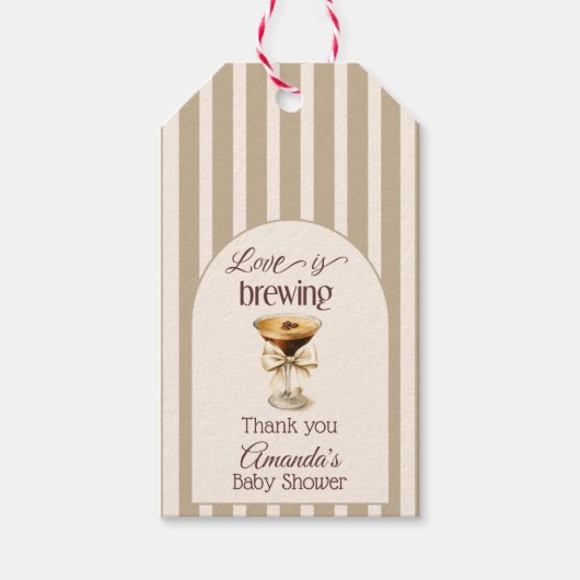 Liebe Braut Espresso Martini Bow Brautparty Geschenkanhänger (Vorderseite)
