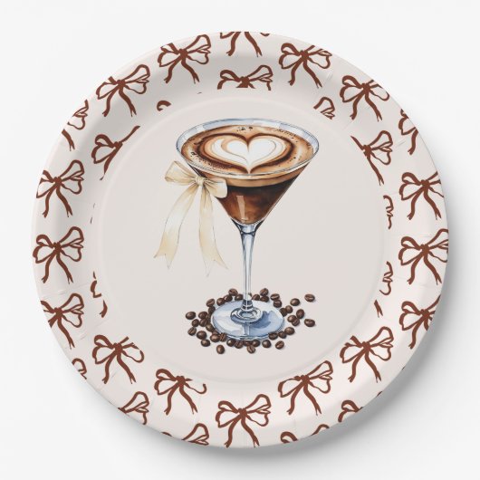 Liebe Braut Espresso Martini Bow Bridal Pappteller (Vorderseite)