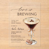 Liebe Braut Espresso Martini Brautparty Acryleinladungen (Vorderseite)