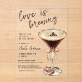 Liebe Braut Espresso Martini Brautparty Acryleinladungen (Vorderseite)