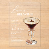 Liebe Braut Espresso Martini Brautparty Acryleinladungen (Vorderseite)