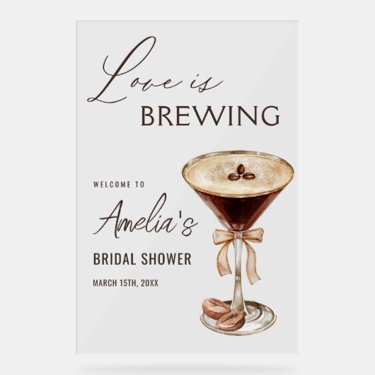 Liebe Braut Espresso Martini Brautparty Acrylschild (Vorderseite)