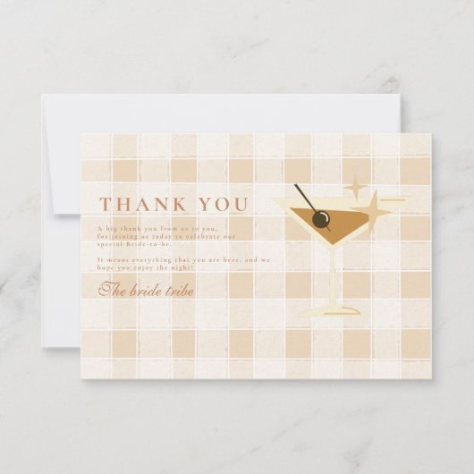 Liebe Braut Espresso Martini Brautparty Dankeskarte (Vorderseite)