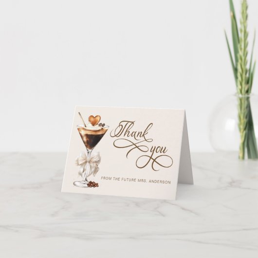 Liebe Braut Espresso Martini Brautparty Dankeskarte (Vorderseite)
