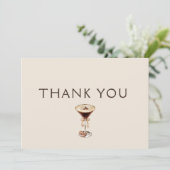 Liebe Braut Espresso Martini Brautparty Dankeskarte (Stehend Vorderseite)