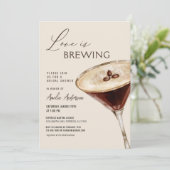 Liebe Braut Espresso Martini Brautparty Einladung (Stehend Vorderseite)