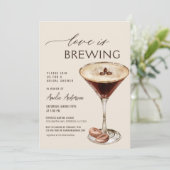 Liebe Braut Espresso Martini Brautparty Einladung (Stehend Vorderseite)