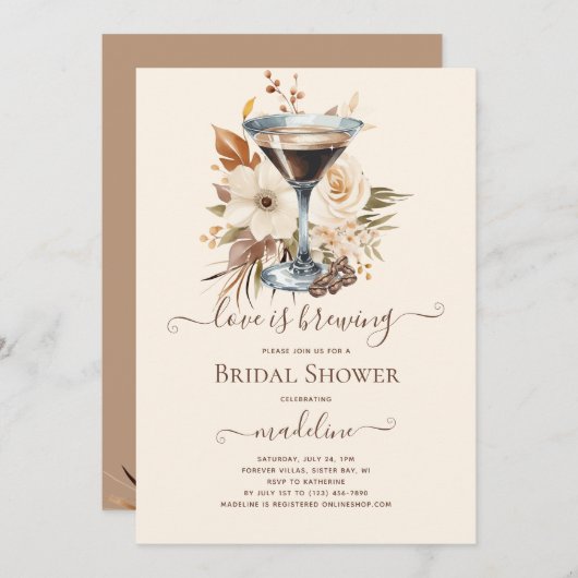 Liebe Braut Espresso Martini Brautparty Einladung (Vorne/Hinten)