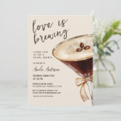 Liebe Braut Espresso Martini Brautparty Einladung (Stehend Vorderseite)