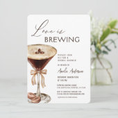 Liebe Braut Espresso Martini Brautparty Einladung (Stehend Vorderseite)