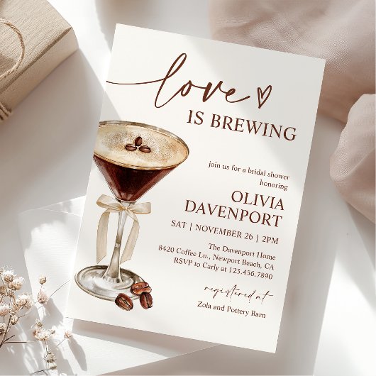 Liebe Braut Espresso Martini Brautparty Einladung