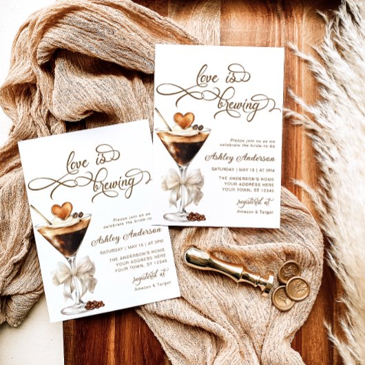 Liebe braut Espresso Martini Brautparty Einladung