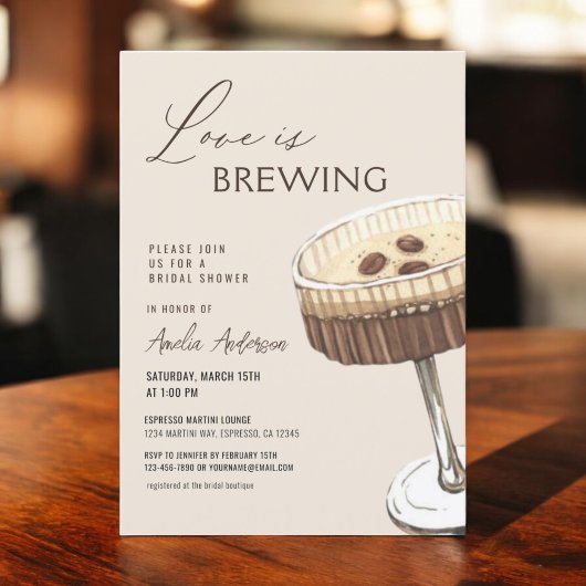 Liebe Braut Espresso Martini Brautparty Einladung