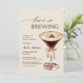 Liebe Braut Espresso Martini Brautparty Einladung (Stehend Vorderseite)