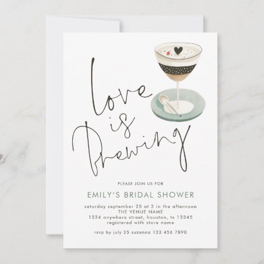 Liebe Braut Espresso Martini Brautparty Einladung (Vorderseite)