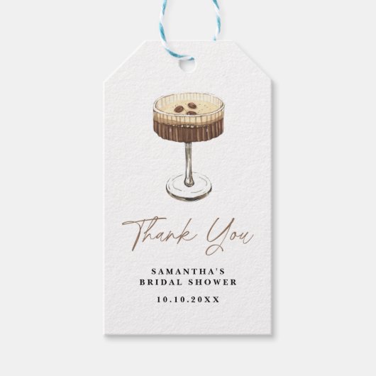 Liebe braut Espresso Martini Brautparty Geschenkanhänger (Vorderseite)