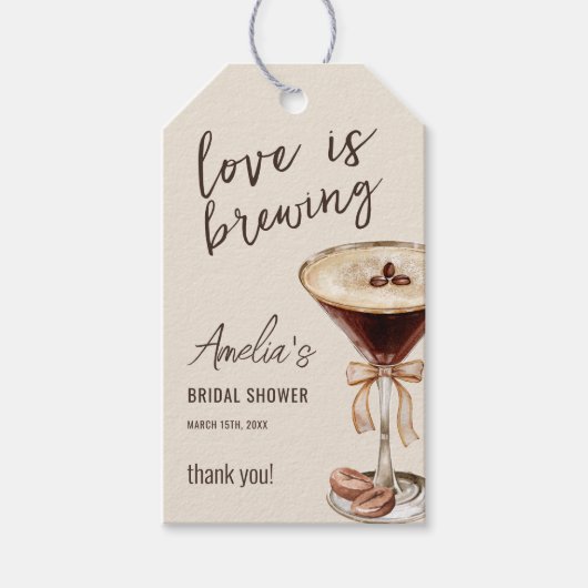 Liebe Braut Espresso Martini Brautparty Geschenkanhänger (Vorderseite)