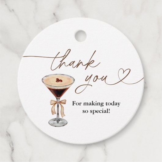 Liebe braut Espresso Martini Brautparty Geschenkanhänger (Vorderseite)