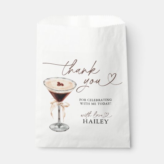 Liebe braut Espresso Martini Brautparty Geschenktütchen (Vorderseite)