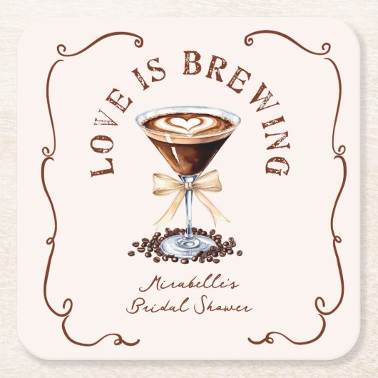 Liebe Braut Espresso Martini Brautparty Rechteckiger Pappuntersetzer (Vorderseite)