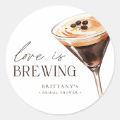 Liebe Braut Espresso Martini Brautparty Runder Aufkleber (Vorderseite)