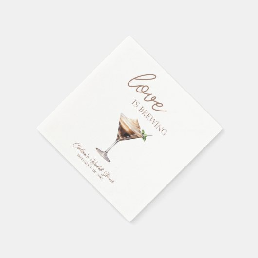 Liebe Braut Espresso Martini Brautparty Serviette (Ecke)