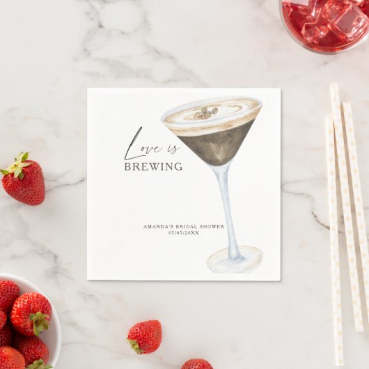 Liebe Braut Espresso Martini Brautparty Serviette (Beispiel)