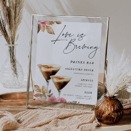 Liebe Braut Espresso Martini Drinks Bar Zeichen Poster