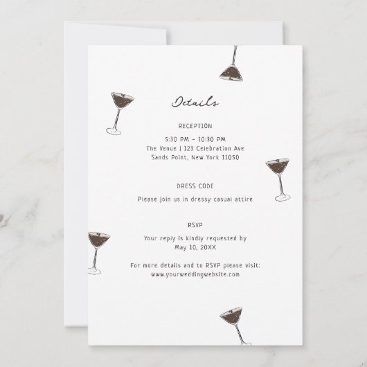 Liebe braut Espresso Martini Hochzeit Einladung (Rückseite)