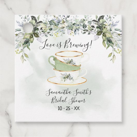 Liebe braut Eukalyptus-Grüntee-Dusche Geschenkanhänger (Vorderseite)