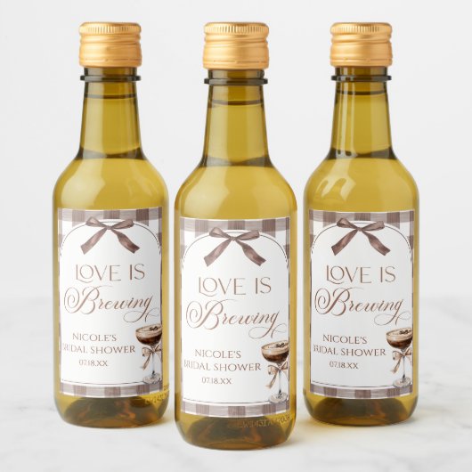 Liebe Braut-Expresso-Martini-Bow-Braut-Shower Weinetikett (Flaschen)