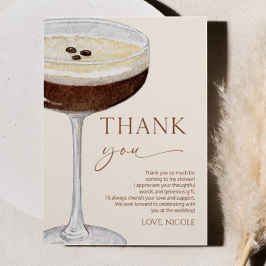 Liebe Braut Expresso Martini Brautparty Dankeskarte