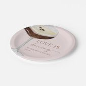 Liebe Braut Expresso Martini Brautparty Pappteller (Schrägansicht)