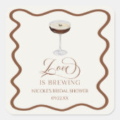 Liebe Braut Expresso Martini Brautparty Quadratischer Aufkleber (Vorderseite)