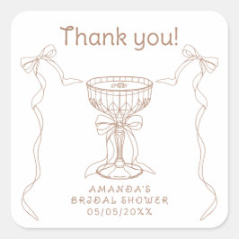 Liebe braut Hand Drawn Danke Quadratischer Aufkleber