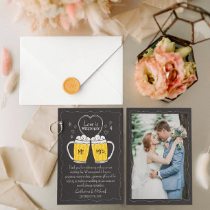 Liebe Braut handgezeichnete Khalkboard-Hochzeit Dankeskarte