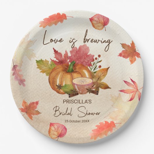 Liebe braut Herbst Brautparty Pappteller (Vorderseite)