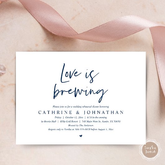 Liebe Braut, Hochzeit Probe Dinner Invitati Einladung