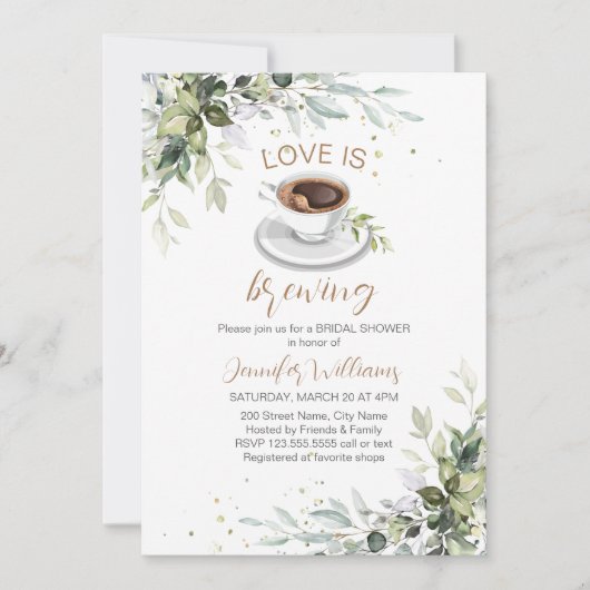 Liebe braut Kaffee Bar Party Brautparty Einladung (Vorderseite)