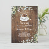 Liebe braut Kaffee Bar Rustikales Brautparty Einladung (Stehend Vorderseite)