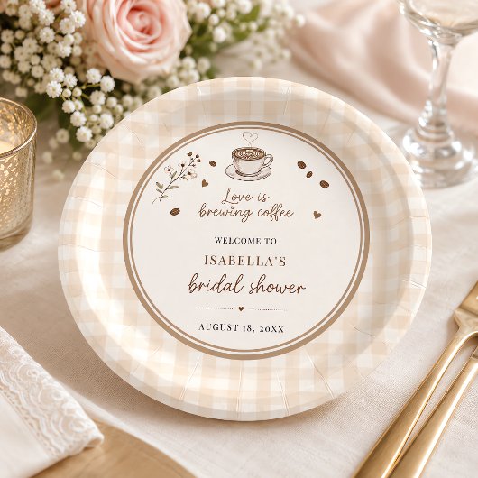 Liebe Braut Kaffee Boho Beige Maßgeschneidert Pappteller