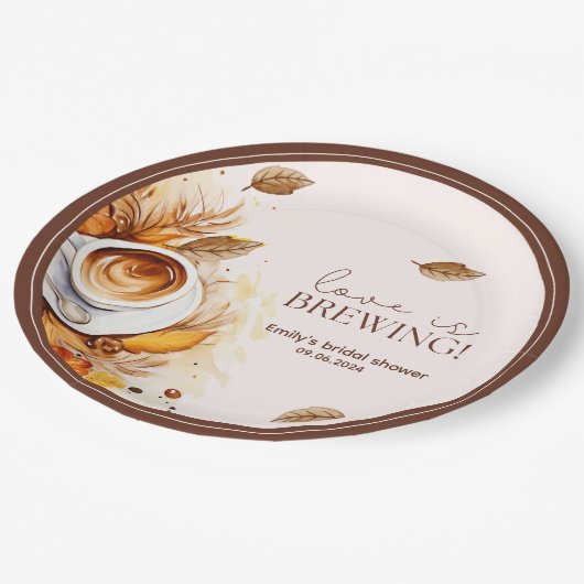 Liebe braut Kaffee Brautparty Brunch Pappteller (Schrägansicht)