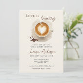 Liebe braut Kaffee Brautparty Einladung (Stehend Vorderseite)