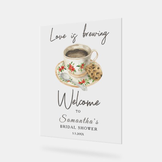 Liebe Braut Kaffee Brautparty Empfang Acrylschild (Winkel)