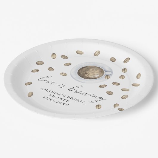 Liebe braut Kaffee Brautparty Pappteller (Schrägansicht)