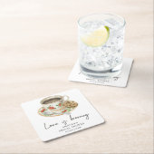 Liebe braut Kaffee Brautparty Rechteckiger Pappuntersetzer (Vor Ort)