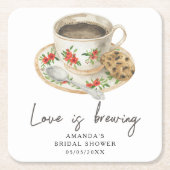 Liebe braut Kaffee Brautparty Rechteckiger Pappuntersetzer (Vorderseite)